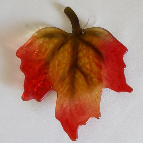 NEW HANDCRAFTED GLASS MAPLE & OAK FALL LEAVES DECORATIVE ORNAMENTS - Picture 2 of 8